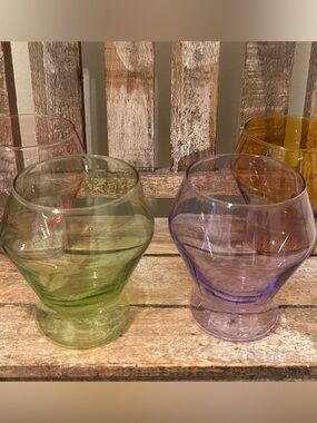 Vintage Set of 4 YIELD 10oz Millennium Stemless Glasses Borosilicate Glass